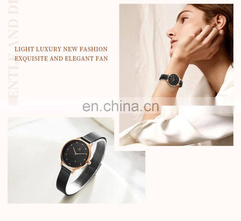 OEM ODM Factory Custom Logo Watches K0142 Hunted Watch Online Store Japan Quartz 3 Bar Water Resistant Rose Gold Black Saat