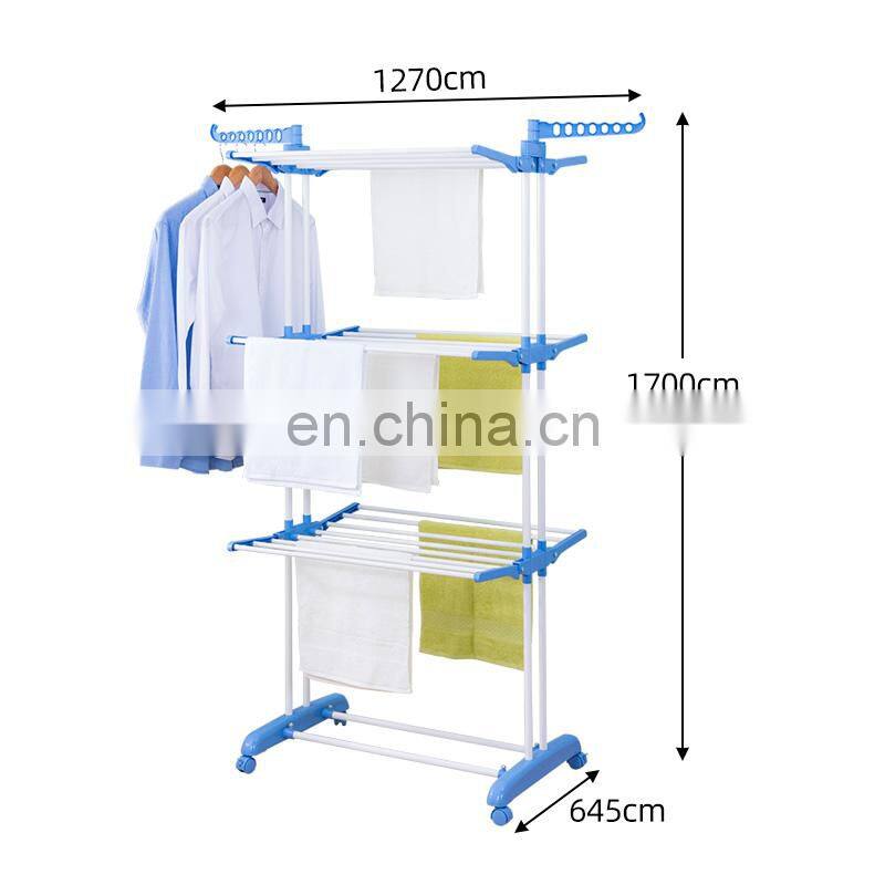 Heavy duty portable plastic garment rack clothes rail with wheels