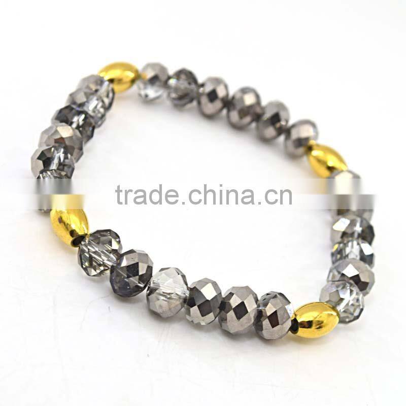 Stainless steel jewelry fashion yellow pink crystal bead bracelet