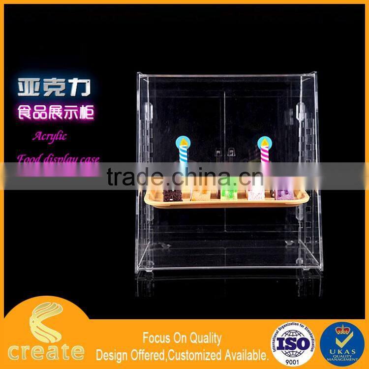2016 New hot selling acrylic cake display cabinet case with flexible shelves
