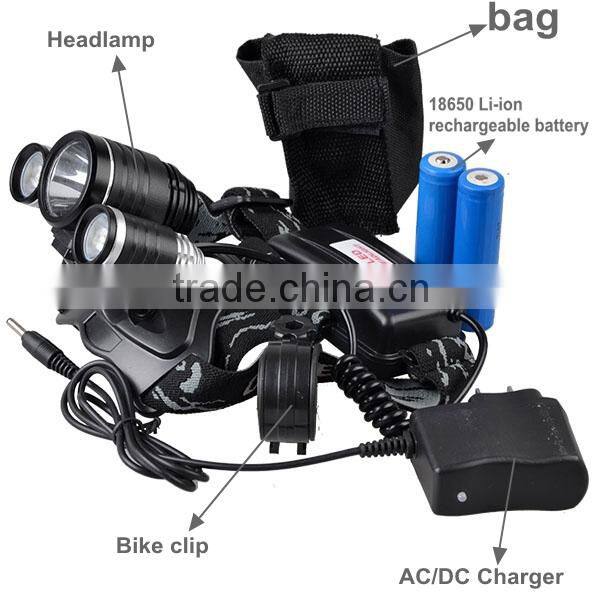 Outdoor High Power 3 LED 3000lm 3 Models waterproof Hunting Headlamp