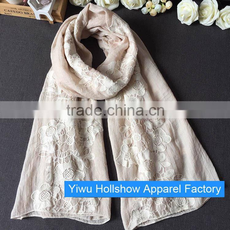 Newest Winter Autumn Flower Embroidery Cotton Korean Fashion Ladies Scarf