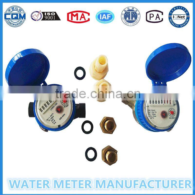 Plastic body single jet wet/cold water meter ( 1/2" to 1")