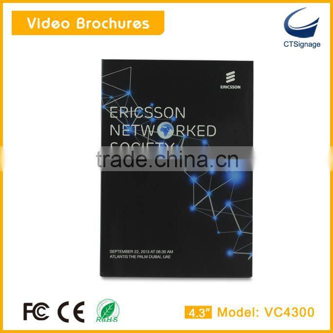 High quality 4.3 inch lcd screen video brochure video book video in print in card in paper for promotion vc4300