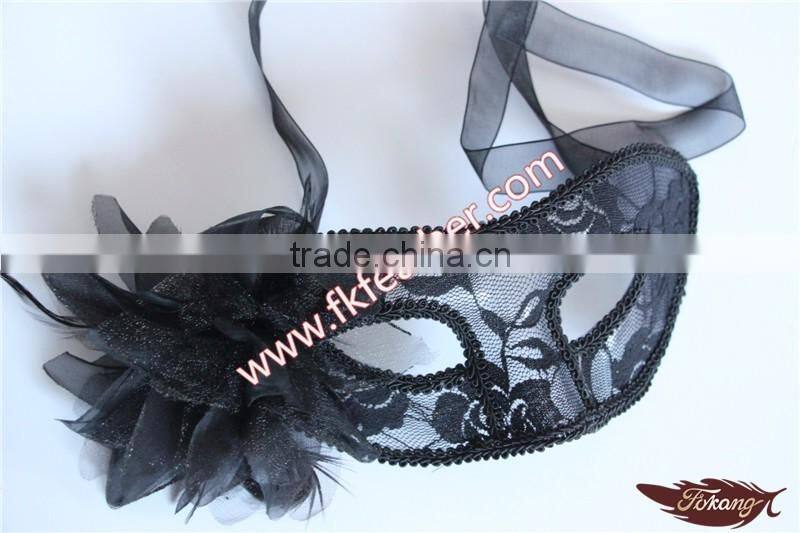 2016 Latest Selling Products Plastic Black Mask With Artificial Flower