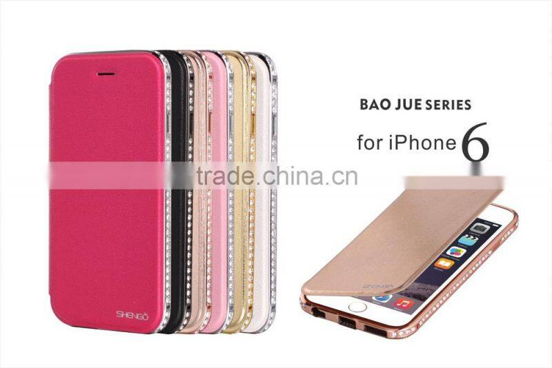 Wholesale Diamond PU Leather Flip Case for iPhone 6