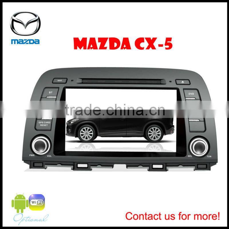 Car DVD GPS Player for Mazda CX-5, 7 inch PIP/12 languages USB/SD/BT/IPOD/AV-in/AUX/ back view/car logo/wallpaper