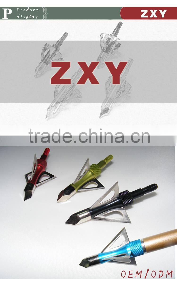 red Sharp Hunting Arrowheads, Stainless Steel Arrow Tips Arrowheads shape like Buffalo 100 grains Arrowheads