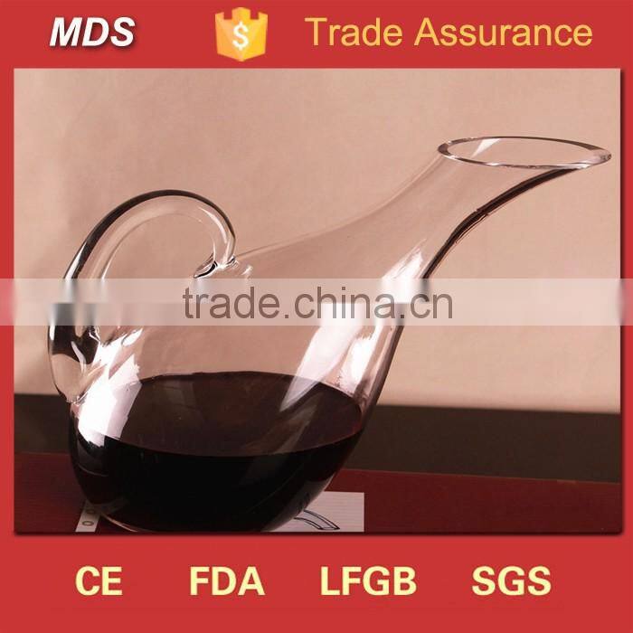 Exquisite hand made glass wine decanter with handle