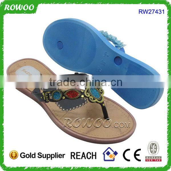 Custom logo ladies flip flop sandals ladies fashion flip flops with stone elegance ladies summer flip flop sandals