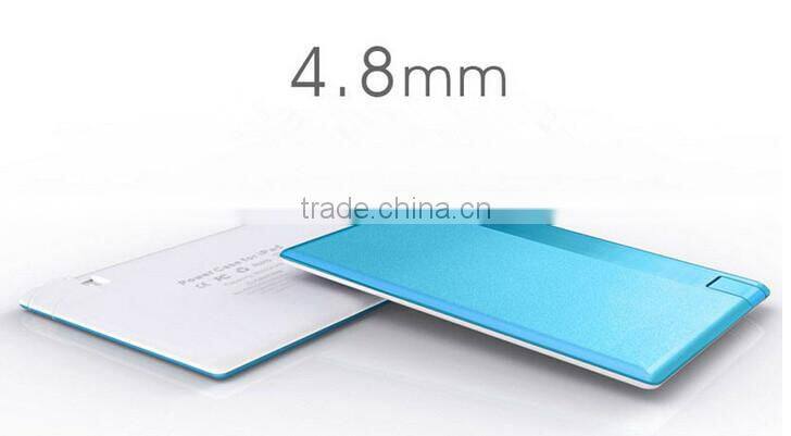 Built-in cable power bank credit card size mobile charger for smartphones