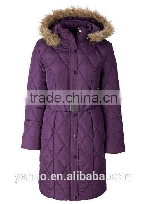detachable hood long sleeve quilting coat fur collar winter jacket women down jacket