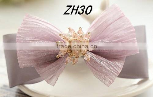 Purple Chiffon Ribbon Hair Bow For Long Hair Alligator Hair Clips