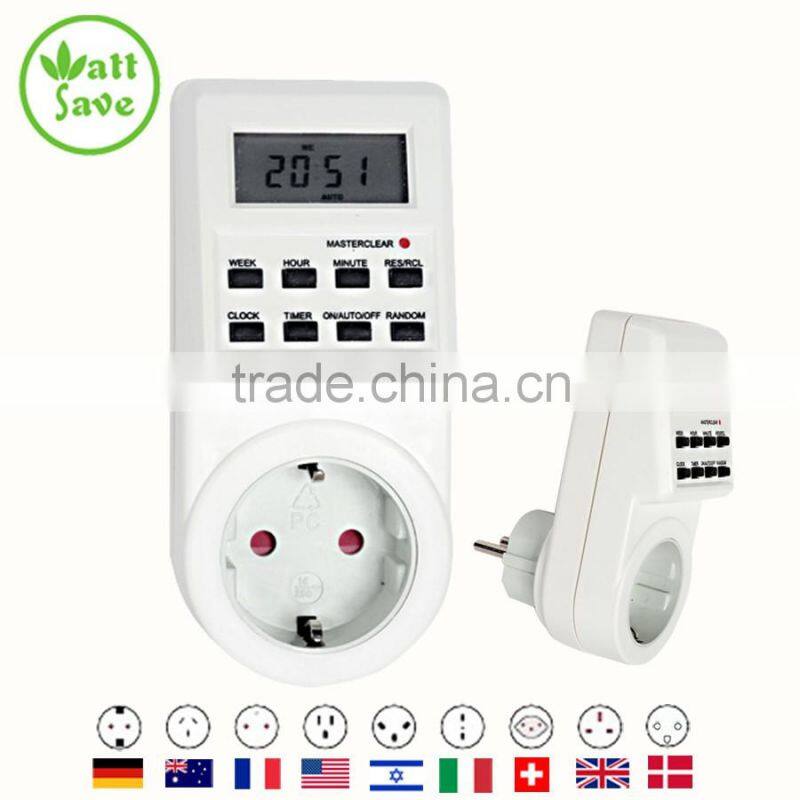 Digital LCD Programmable Switch TimerType with 8 Function Keys Europe Plug