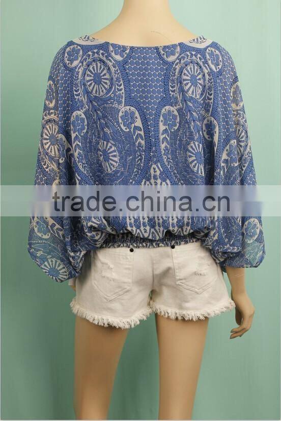 2016 S/S light fabric big sleeve blouse extra large ladies blouse ladies shift blouse