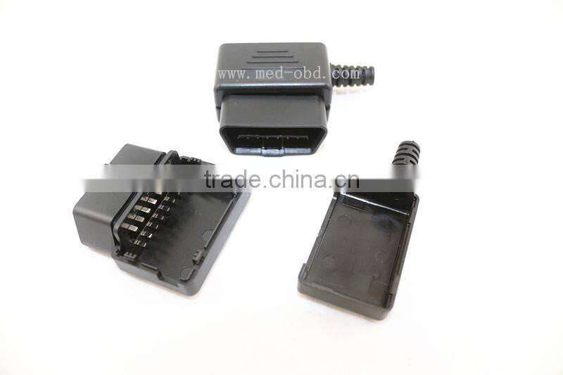 OBD2 Male Connector 16pin 90 Degree Right Angle J1962m Plug with Enclosure without Screw
