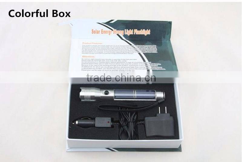 Colorful Box-2016 New Solar Aluminium Alloy Flexiable LED Flashlight Electronic Waterproof Torch