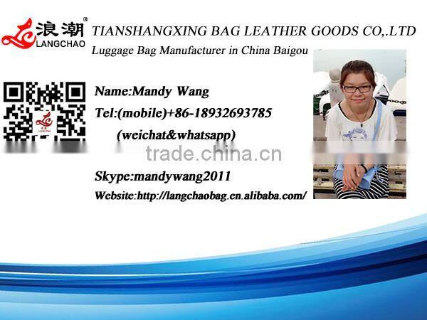 China Factory Brown Color Two Wheel Carry on Luggage Bag with Duffel Bag