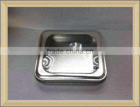 Top quality flat cap window tin box