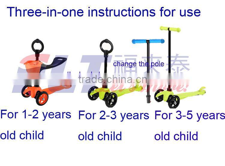 3 in 1 kids push scooter, mini micro scooter with O-bar
