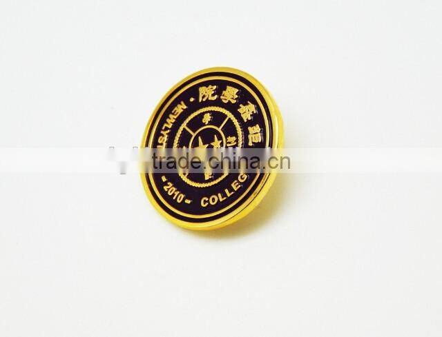custom soft enamel gold plating metal round badge pin