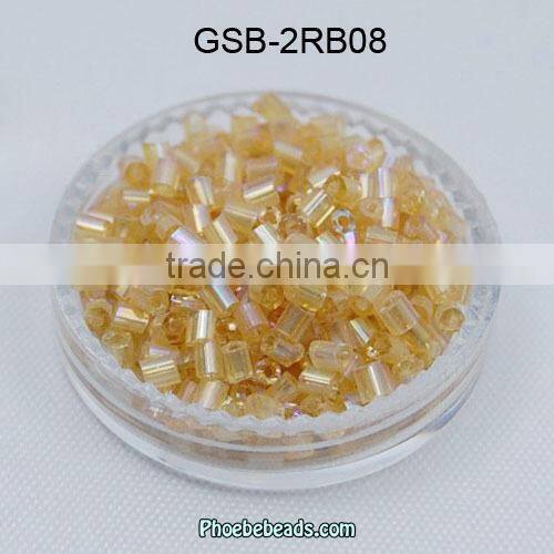 Wholesale Latest Popular Red Rainbow Glass Bugle Beads Trim In Bulk GSB-2RB03