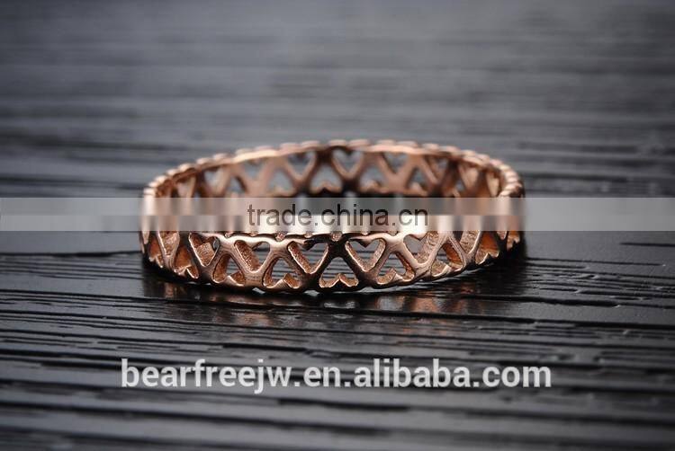 Fashion Women Rose Gold Plated 316L Stainless Steel High Polished Camellia Pierced Ring