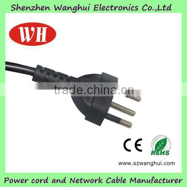 Black power cord for rice cooker/ brazil power cord from China manufacturer