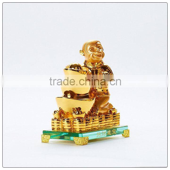 24K Golden color resin money statue , resin animal decoration , fengshui statue