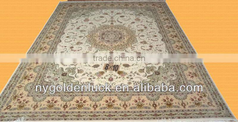 8x10ft kashmir ivory wool and silk carpet