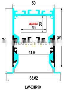Pendent or Recessed or Surface mounted Linear shape led aluminum profile with wrings