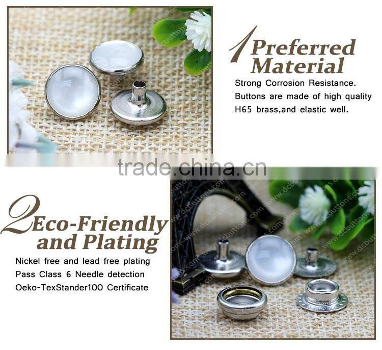 Silver Button Metal Fastenings for Clothes with Inlaided Diamond,Snap Fastener for Coat
