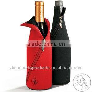 neoprene beer cooler with zipper, bottle holders,