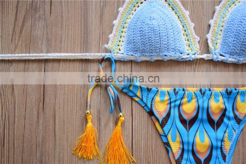 mature women crochet hand swimwear, knitted sex bikini
