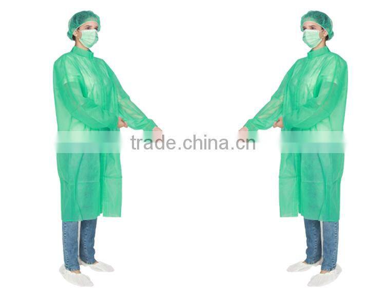 Non Woven White/Blue/Red/Green/Yellow disposable Lab Coat With Hook and Loop