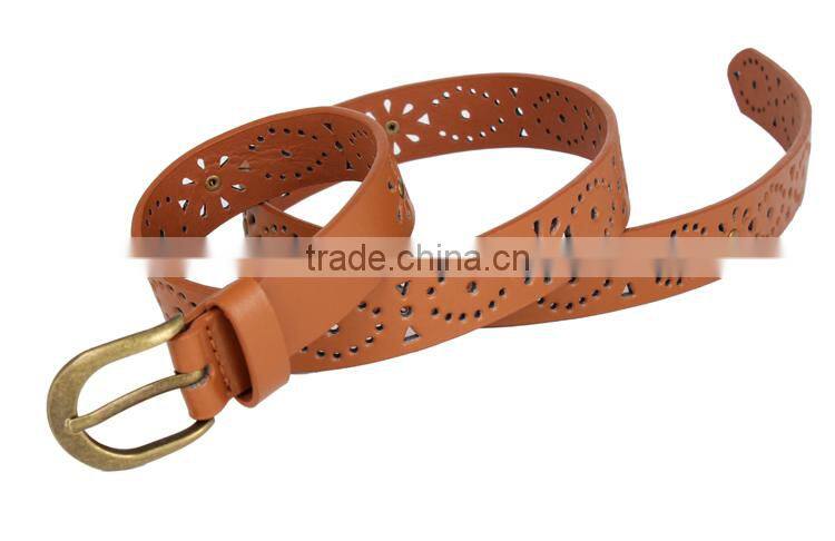Brown Rivet Studded Belt For Female Leather SWF-15062934
