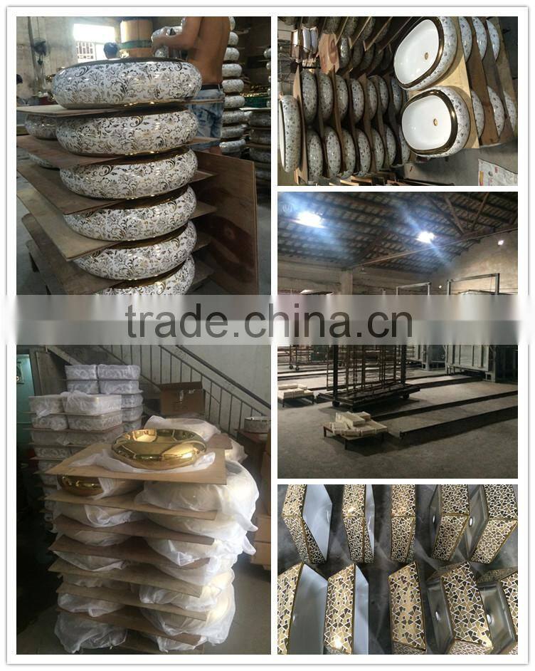 ceramic bathroom gold colod basin Luxury Silver art basin