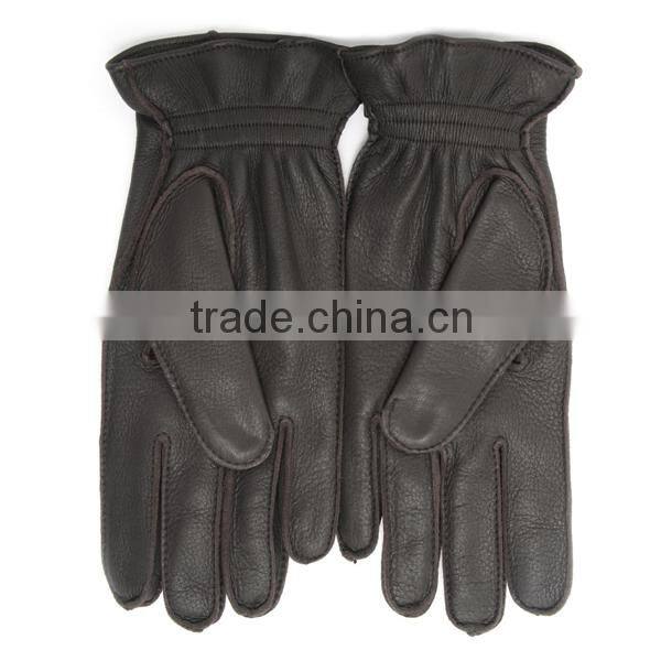 Classic shenzhen short black winter split cowhide dent lined Mens motorcycle gloves