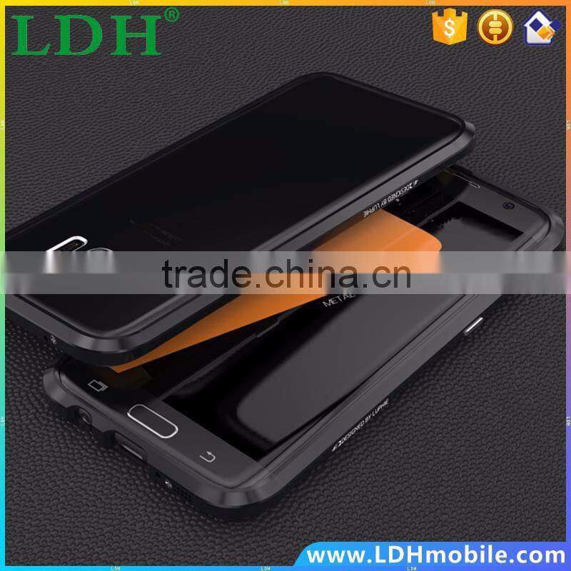 For SAMSUNG Galaxy S7 Edge Cases Luphie Luxury Aluminum Bumper for Galaxy S7 Prismatic Shape Frame Metal Button Cover