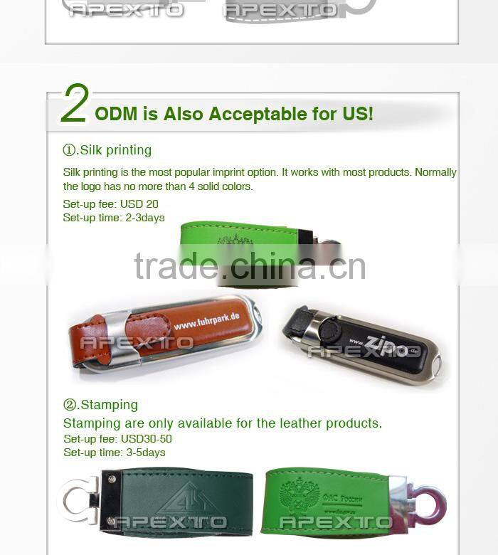 Best business gift leather usb flash drive with keychain Class A usb memory stick 4gb