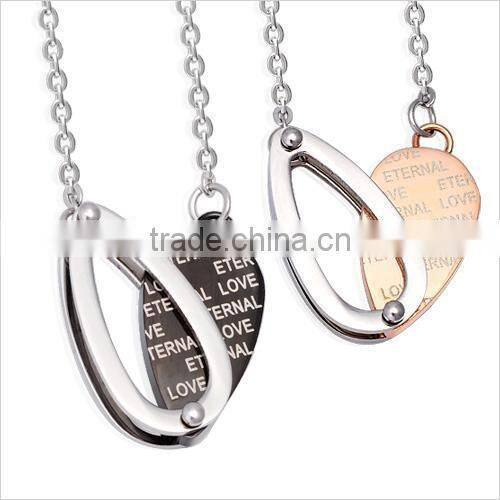 Stainless Steel Couple Pendant- two pieces IP-plated heart shaped couple pendant