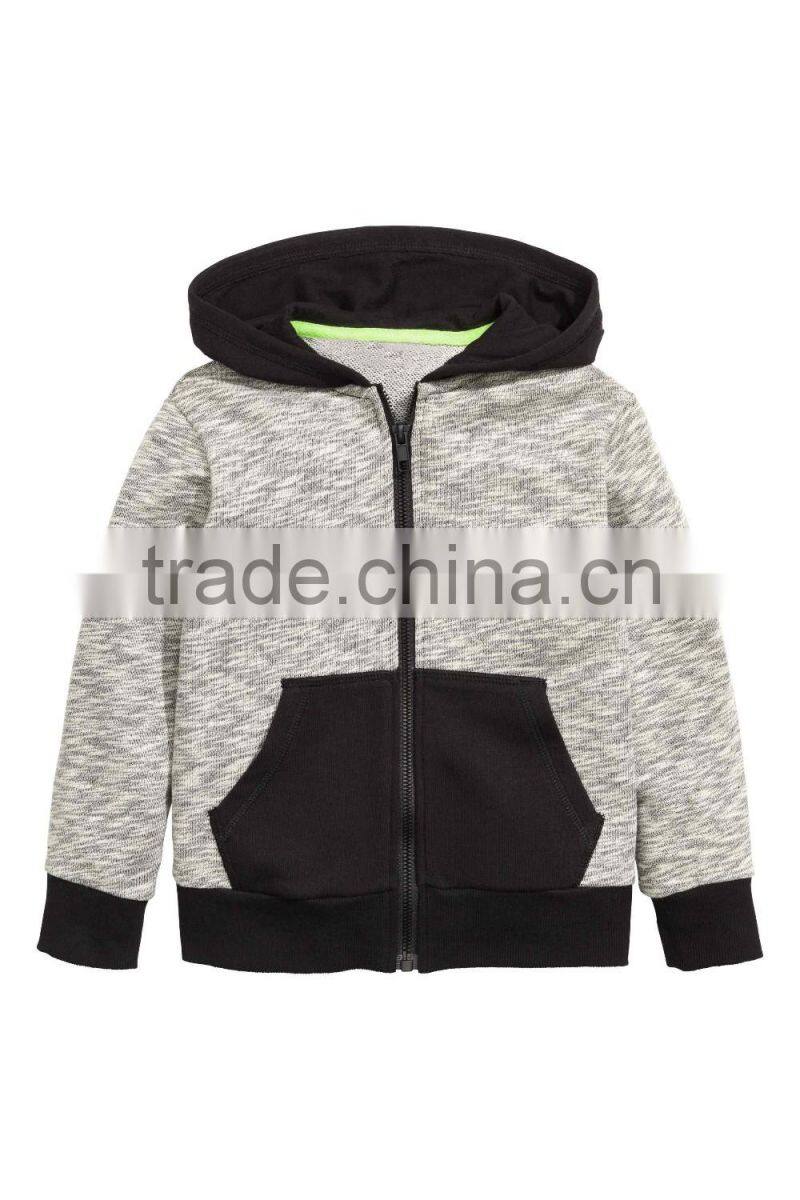 hot sale full zip and with pocket 100% cotton with hood tone high quality kids sleeve hoodie