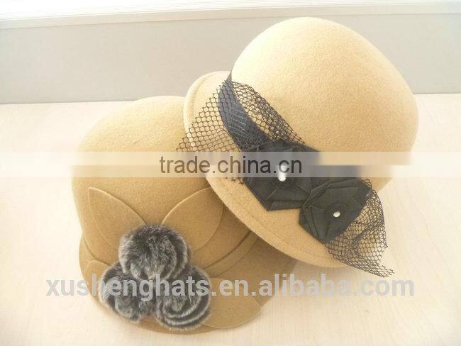 best selling cloche hat with black lace flower
