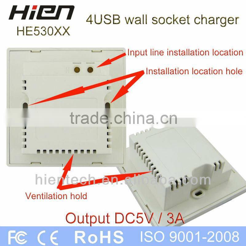 220v extension cord socket outlet USB socket with 4 USB port 5V3A 2 LED indicator suit for hotel school airport railway hospital