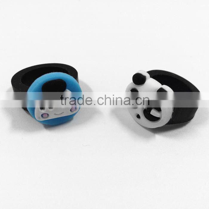 Wholesale personalized cartoon kids rings silicon rubber pvc souvenir finger ring