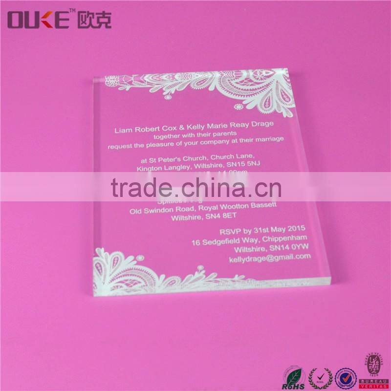 high quality new products 2016 acrylic wedding invitation