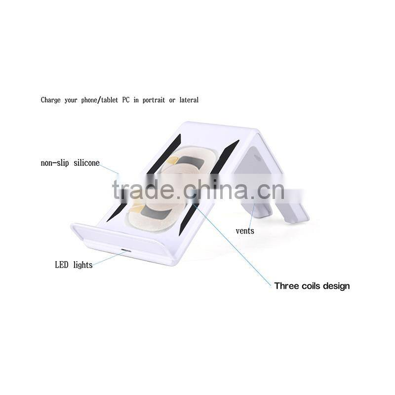 A6 Qi certified universal stand designed wireless charger for sumsung galaxy s6 mobile accessories with 3 coils