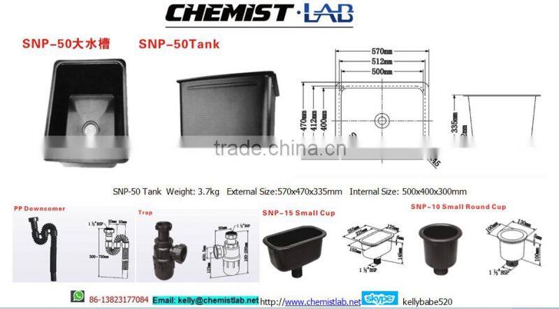 Chemical Resistant Plastic Bottle Trap for Sink