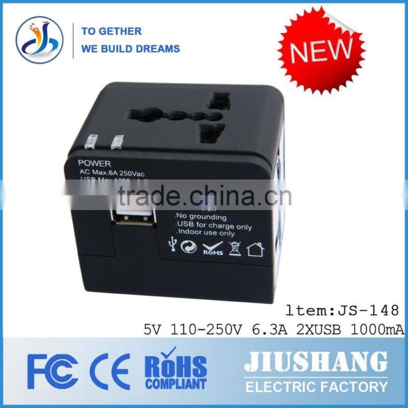 Hot sell promotion gifts internation usa travel universal adapter usb (JS-148)