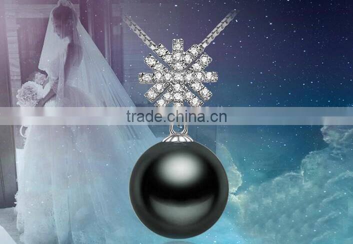 2016 Modern 925 Silver Long Setting Zircon Tahitian Pearl Pendants